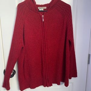 Ribbed Red Zip-up Sweter